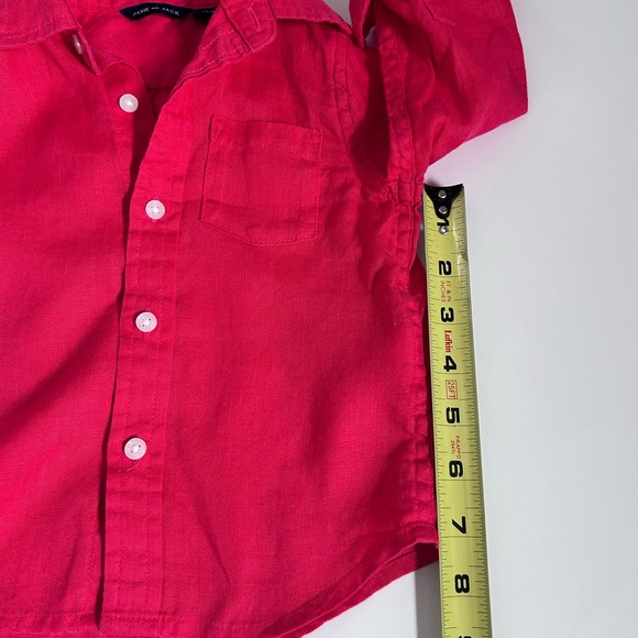 Janie And Jack Spring Poppy Red Linen Button Down Shirt Toddler 12-18 - Picture 6 of 12